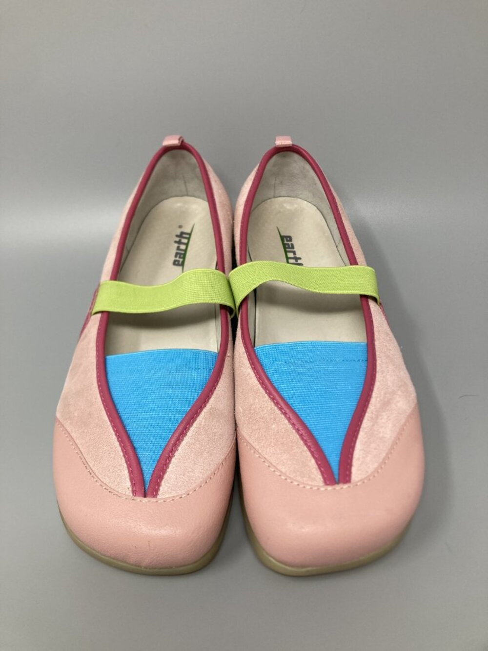 Earth Intrigue Mary Jane Flats 10B Colorblock, retro, cottagecore